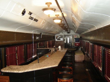The interior of the passenger car has been outfitted to provide ample party space.